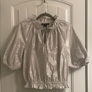 INC International Concepts Shimmering Silver Blouse